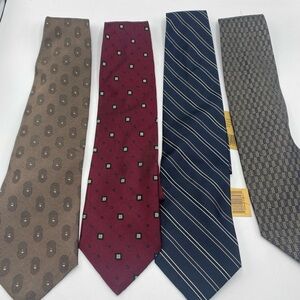 Vintage Donna Karan Signature All Silk Tie Italy Lot textured 2 New / 2 Used